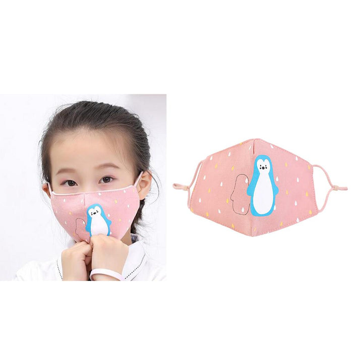 Crofta Kid Winter Thickened Face Mask Anti-Dust Mouth Mask Washable Pink Penguin