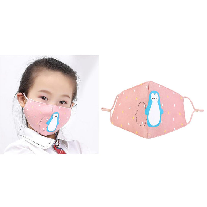 Crofta Kid Winter Thickened Face Mask Anti-Dust Mouth Mask Washable Pink Penguin