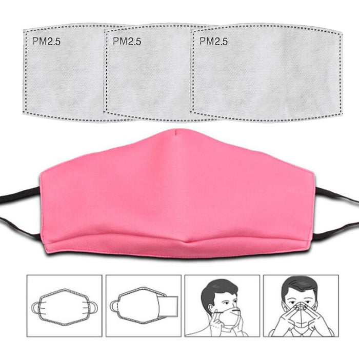 Crofta Unisex Adults Reusable Mask Anti-dust PM 2.5 Haze Filter Cover Pink