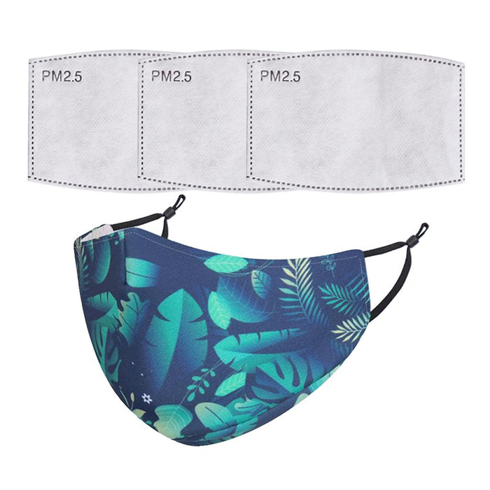 Crofta Unisex Adults Reusable Mask Anti-dust PM 2.5 Haze Filter Cover Blue Leaf