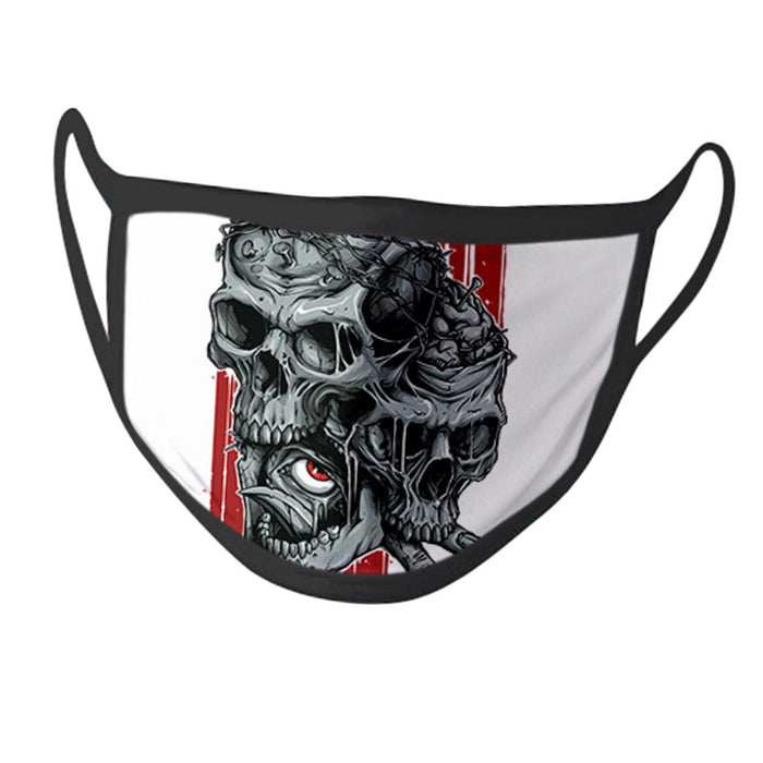 Crofta Skull Printed Unsex Adult Washable Breathable Face Mask 17x12cm Type 10