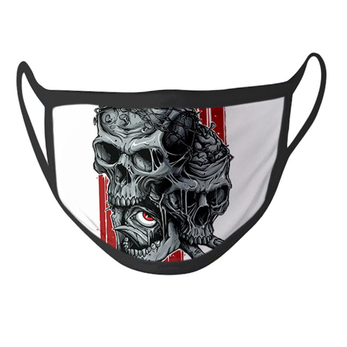 Crofta Skull Printed Unsex Adult Washable Breathable Face Mask 17x12cm Type 10