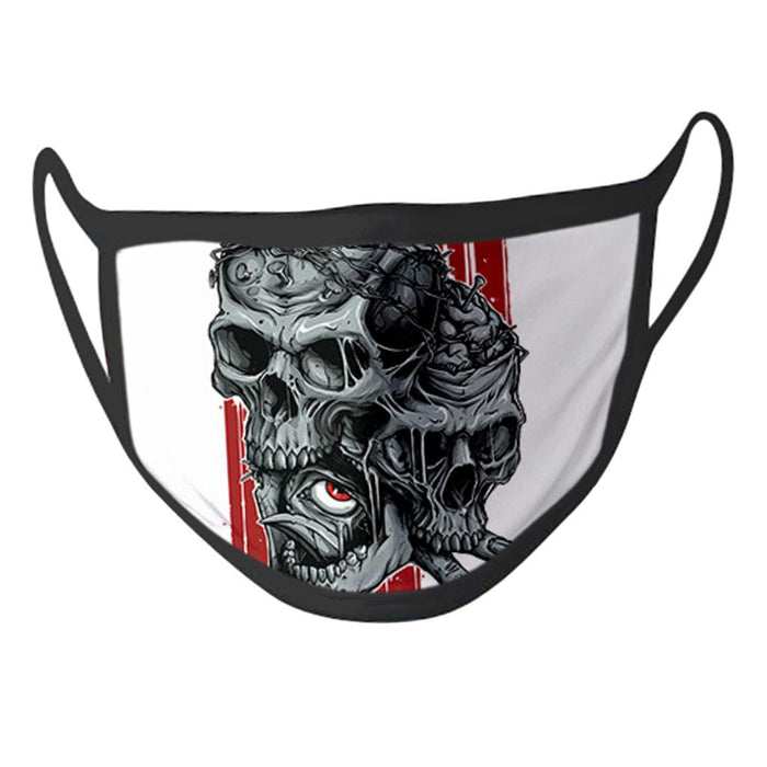 Crofta Skull Printed Unsex Adult Washable Breathable Face Mask 17x12cm Type 10