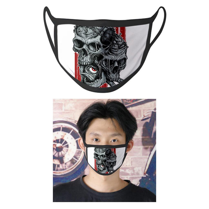 Crofta Skull Printed Unsex Adult Washable Breathable Face Mask 17x12cm Type 10