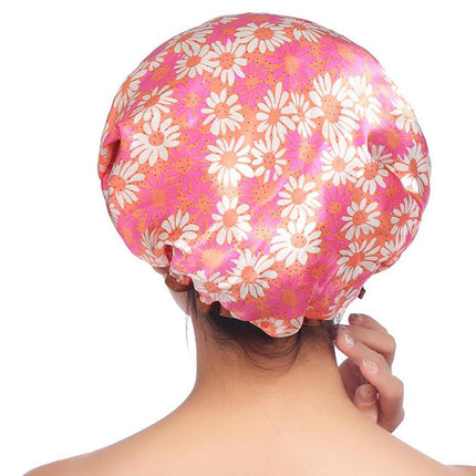 Crofta Waterproof Double Layer Shower Cap Bath Hair Protection Adult Bath Accs F