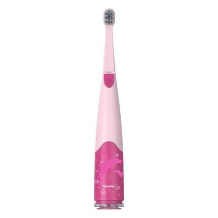 Crofta 2 Pieces Kids Sonic Whitening Electric Toothbrush 2 Heads Soft Bristles Pink