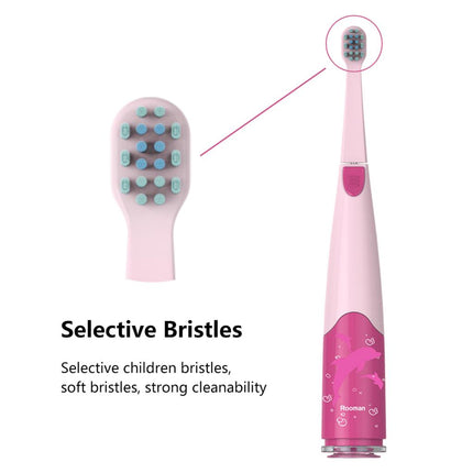 Crofta 2 Pieces Kids Sonic Whitening Electric Toothbrush 2 Heads Soft Bristles Pink