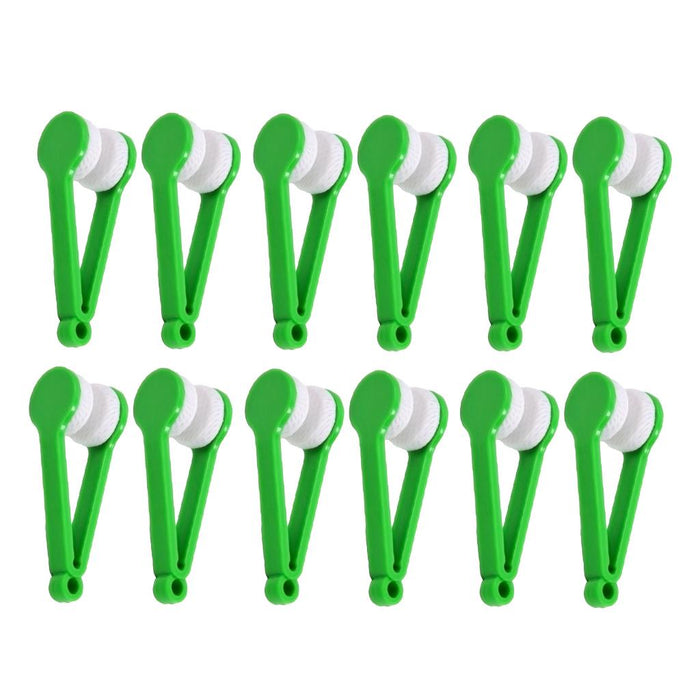 Crofta 12Pcs Eyeglass Microfiber Spectacles Cleaner Soft Brush Cleaning Tool Green