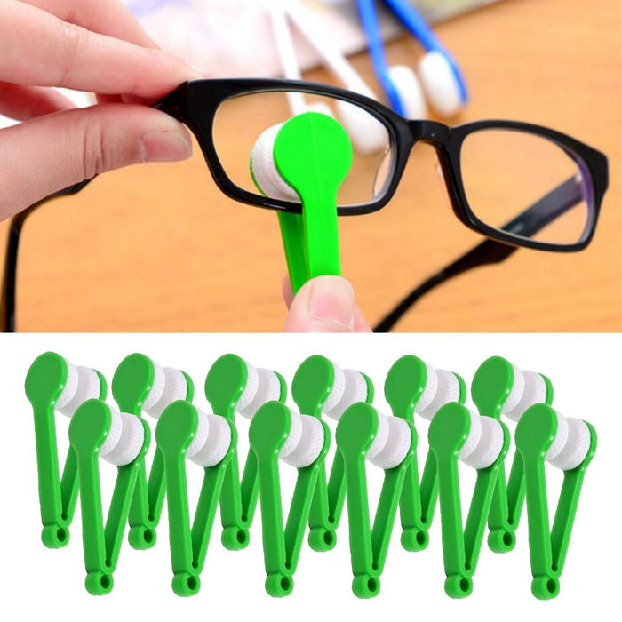 Crofta 12Pcs Eyeglass Microfiber Spectacles Cleaner Soft Brush Cleaning Tool Green