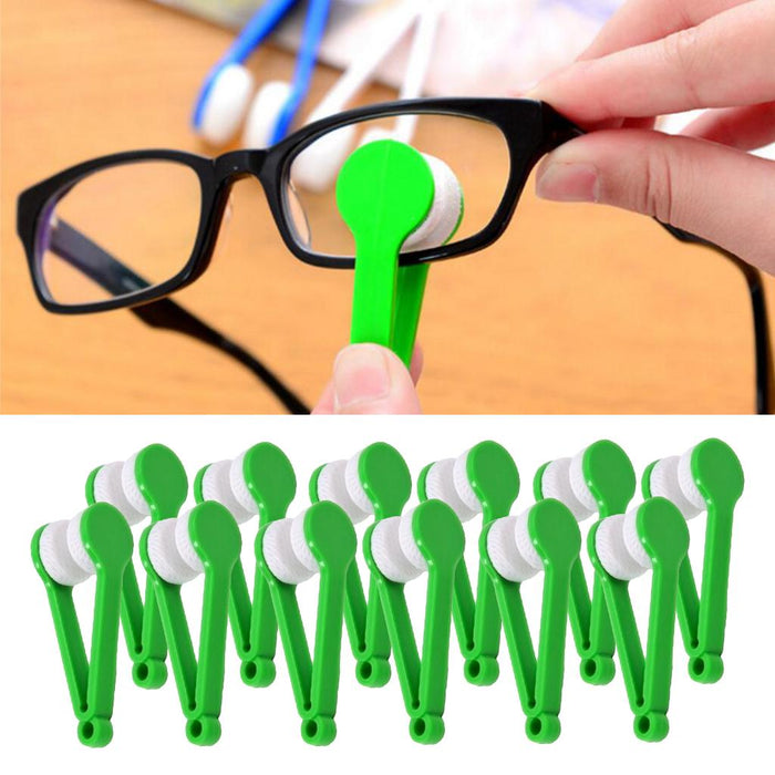 Crofta 12Pcs Eyeglass Microfiber Spectacles Cleaner Soft Brush Cleaning Tool Green