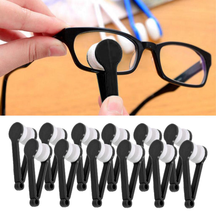 Crofta 12Pcs Eyeglass Microfiber Spectacles Cleaner Soft Brush Cleaning Tool Black