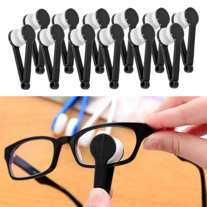 Crofta 12Pcs Eyeglass Microfiber Spectacles Cleaner Soft Brush Cleaning Tool Black