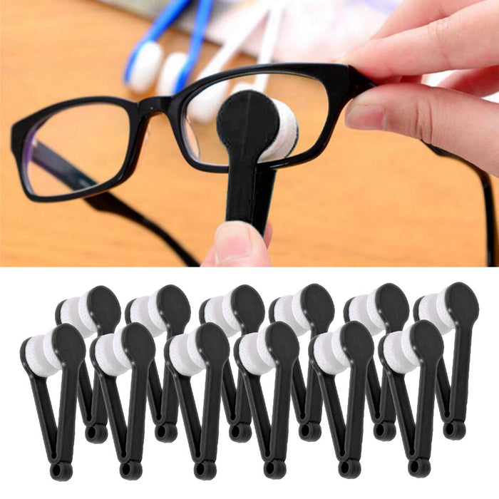 Crofta 12Pcs Eyeglass Microfiber Spectacles Cleaner Soft Brush Cleaning Tool Black