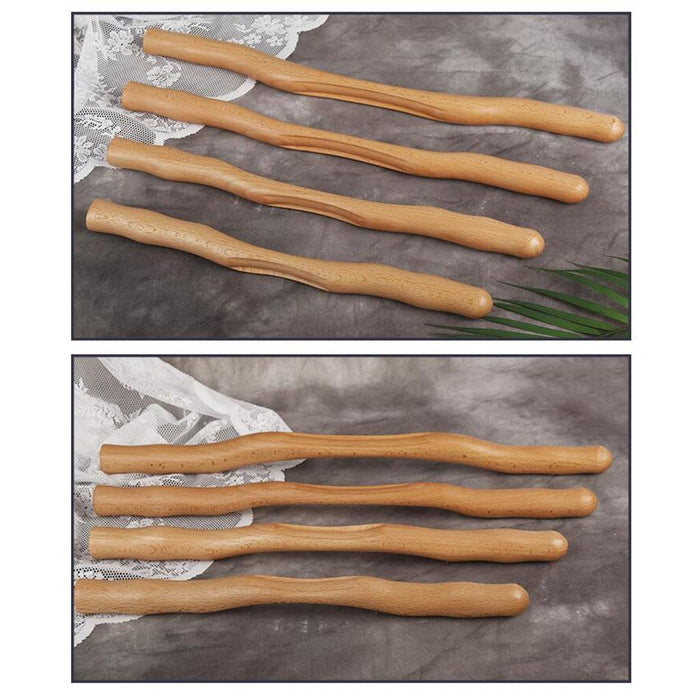 Crofta Wooden Gua Sha Scraping Massage Tools for Back Shoulder Neck Waist Leg 4 Pcs