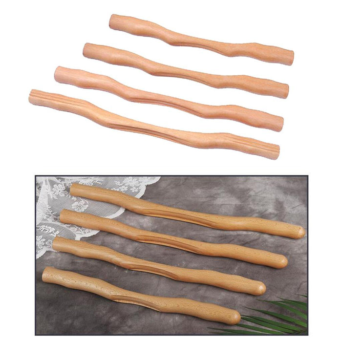 Crofta Wooden Gua Sha Scraping Massage Tools for Back Shoulder Neck Waist Leg 4 Pcs