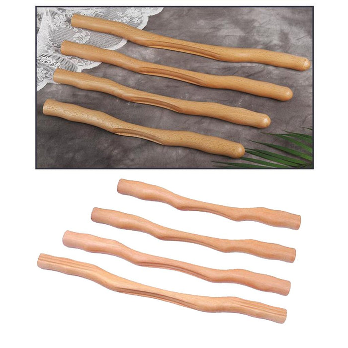 Crofta Wooden Gua Sha Scraping Massage Tools for Back Shoulder Neck Waist Leg 4 Pcs