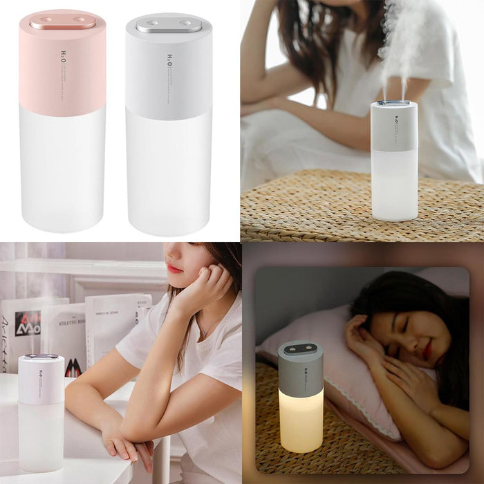 Crofta Portable Mini air humidifier  Double spray 400ml USB Rechargeable Pink