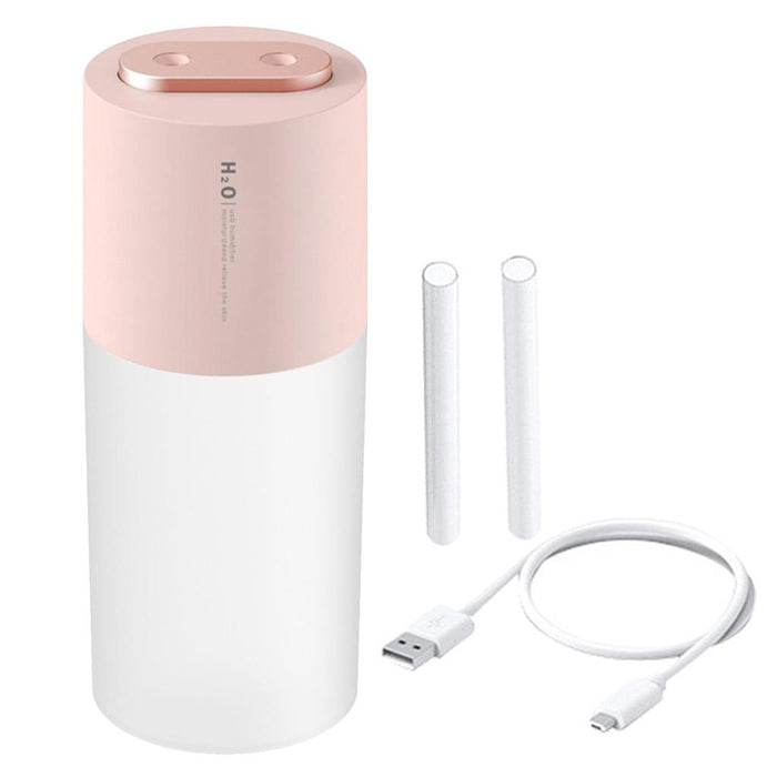 Crofta Portable Mini air humidifier  Double spray 400ml USB Wired Pink