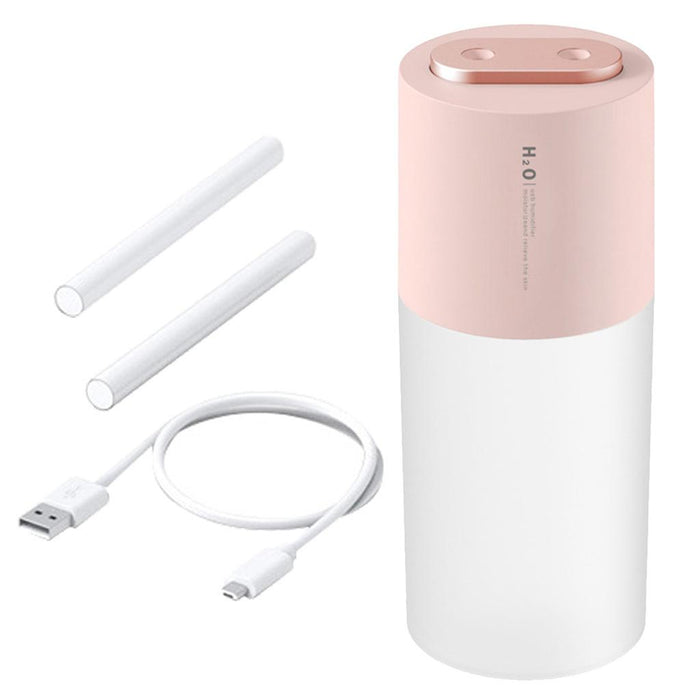 Crofta Portable Mini air humidifier  Double spray 400ml USB Wired Pink