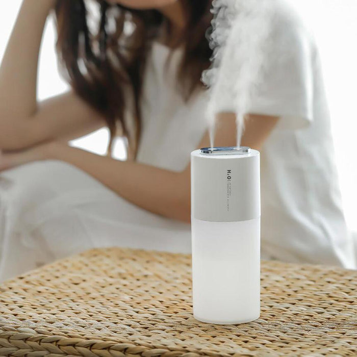 Crofta Portable Mini air humidifier  Double spray 400ml USB Rechargeable White