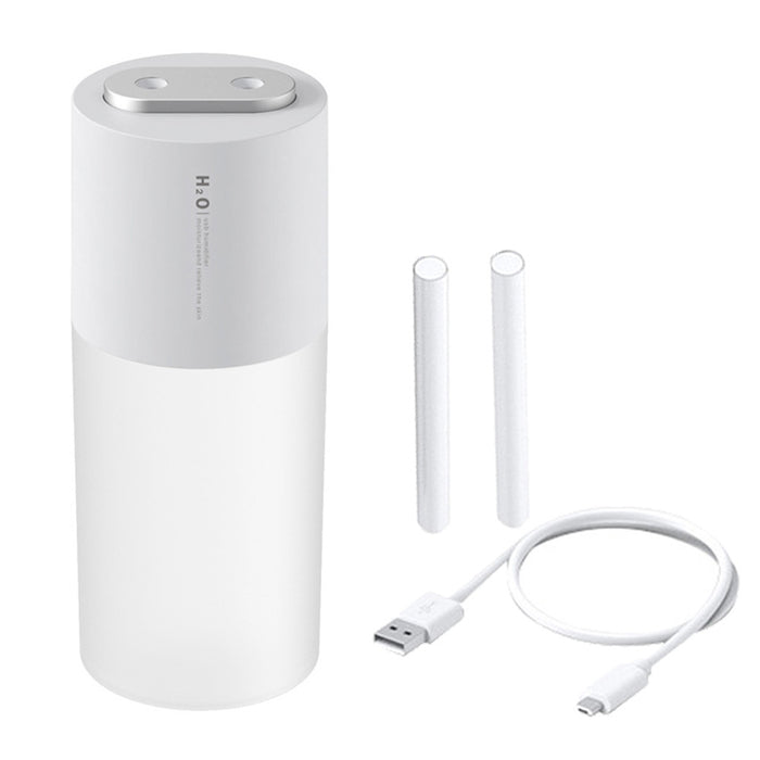 Crofta Portable Mini air humidifier  Double spray 400ml USB Wired White