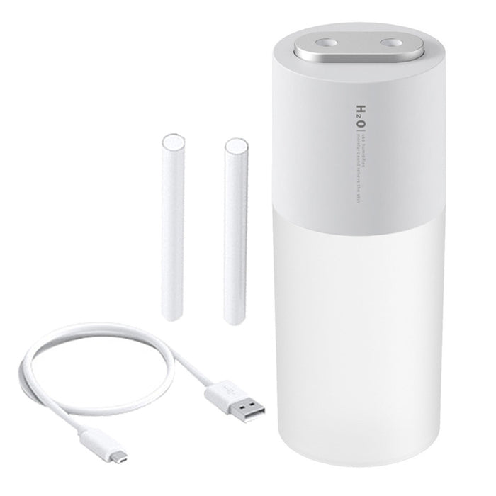 Crofta Portable Mini air humidifier  Double spray 400ml USB Wired White