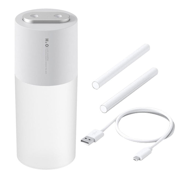 Crofta Portable Mini air humidifier  Double spray 400ml USB Wired White