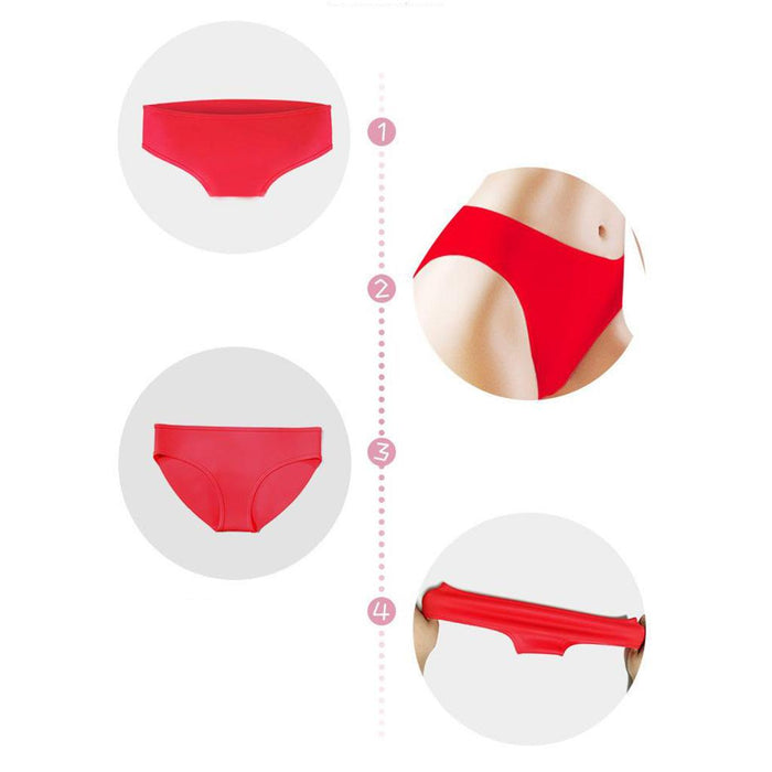 Crofta Women Bikini Swim Trunks Silicone Underwear Summer Bottom Beach Pants Red