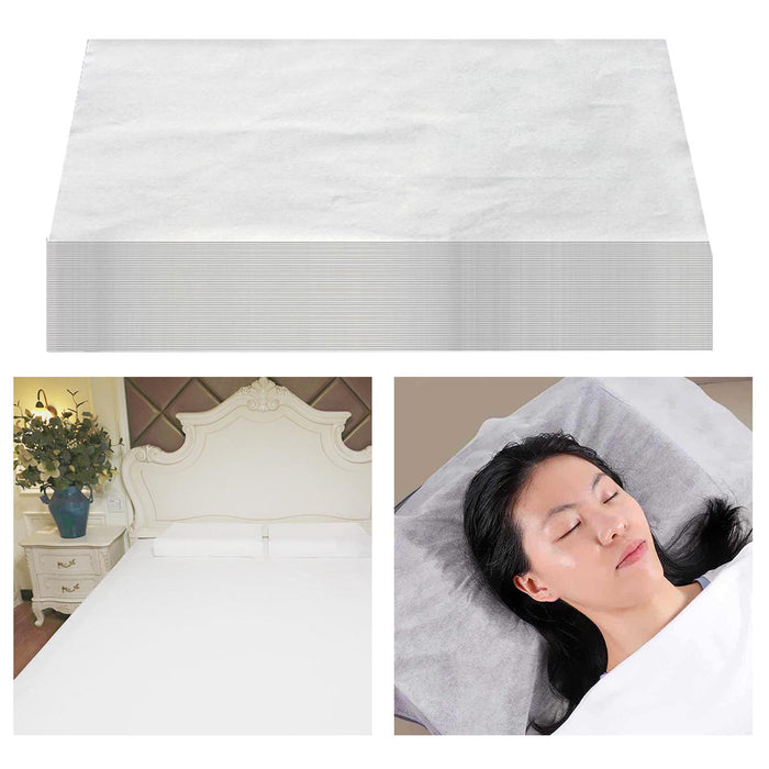 Crofta 100x 15.7"x27.6" Disposable Bed Sheets Non-woven for Massage SPA Table White