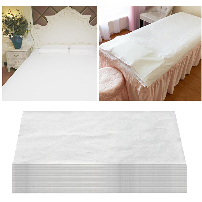 Crofta 100x 15.7"x27.6" Disposable Bed Sheets Non-woven for Massage SPA Table White