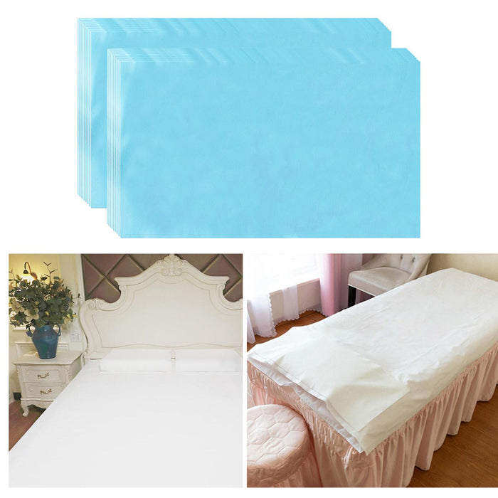 Crofta 100x 15.7"x27.6" Disposable Bed Sheets Non-woven for Massage SPA Table Blue