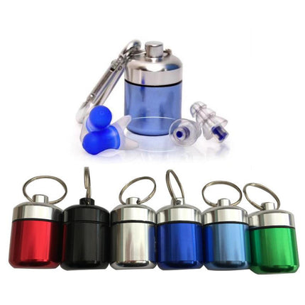 Crofta Waterproof Aluminum Pill Box Case Container Keychain Dark Blue