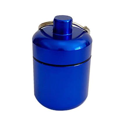 Crofta Waterproof Aluminum Pill Box Case Container Keychain Dark Blue