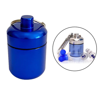 Crofta Waterproof Aluminum Pill Box Case Container Keychain Dark Blue