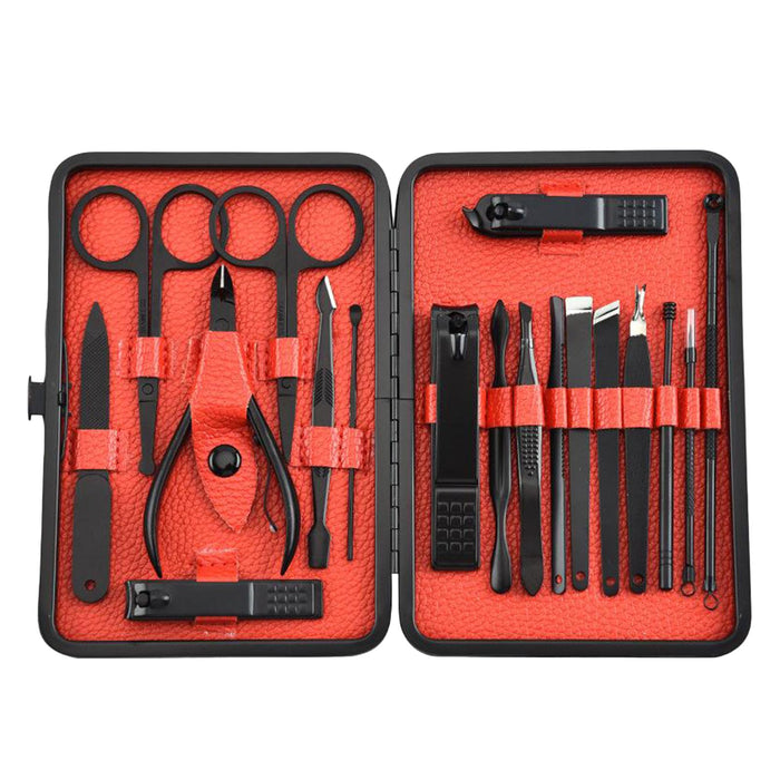 Crofta 18Pieces Portable Manicure Stainless Steel Nail Scissors Grooming Tool Set