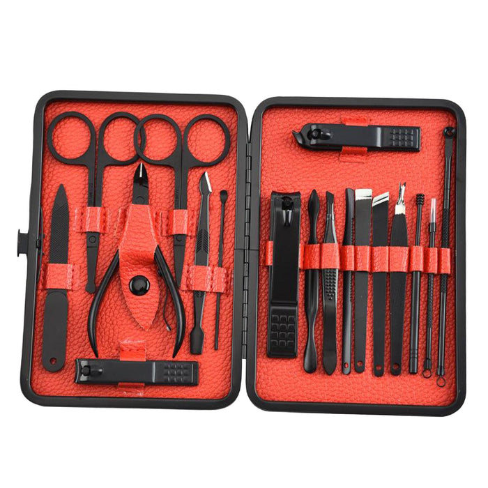 Crofta 18Pieces Portable Manicure Stainless Steel Nail Scissors Grooming Tool Set