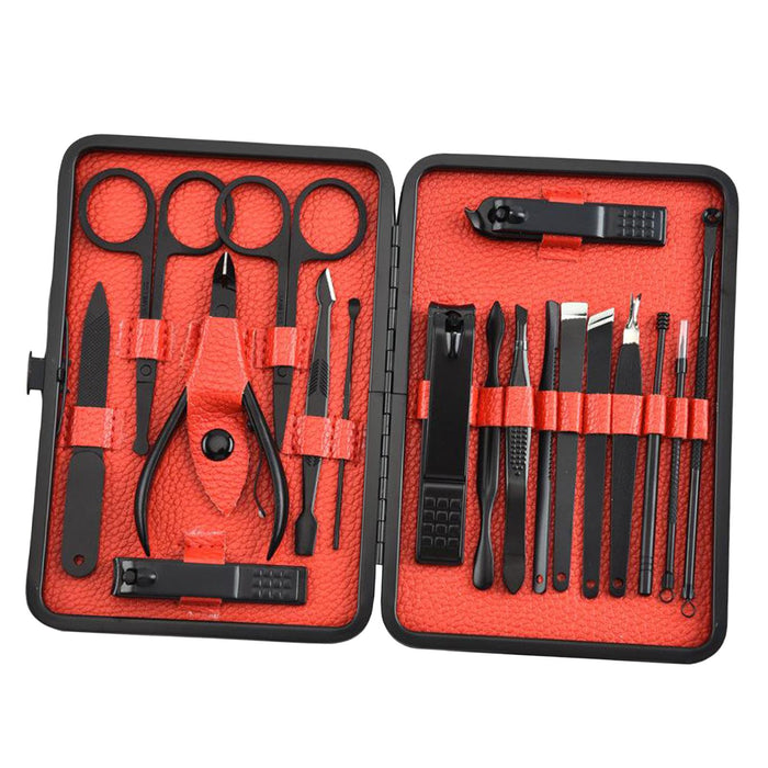 Crofta 18Pieces Portable Manicure Stainless Steel Nail Scissors Grooming Tool Set