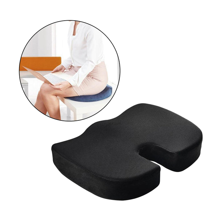 Crofta Memory Foam Coccyx Tailbone Seat Cushion Orthopedic Chair Pillow Black