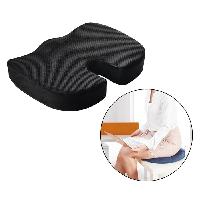 Crofta Memory Foam Coccyx Tailbone Seat Cushion Orthopedic Chair Pillow Black