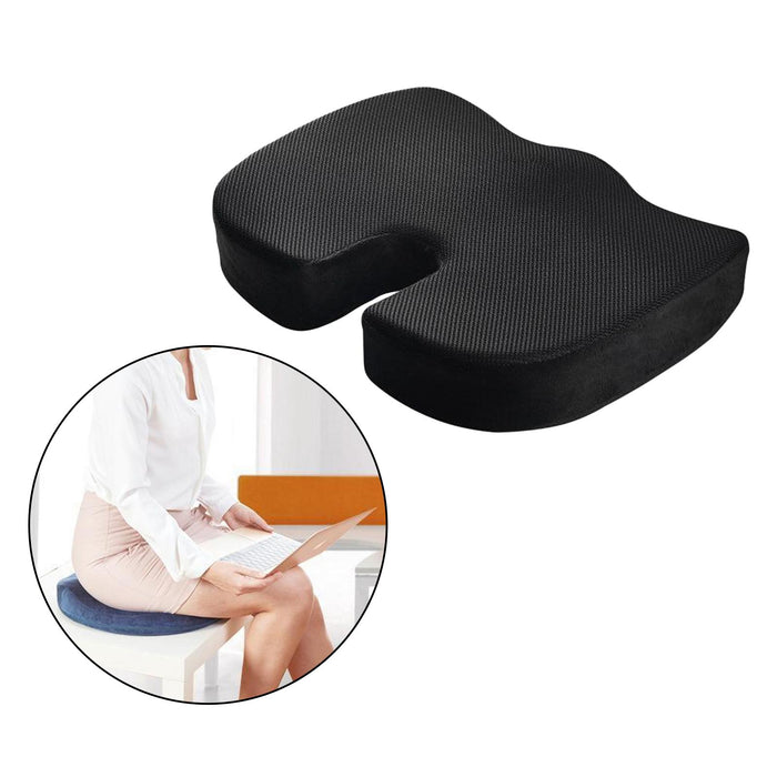 Crofta Memory Foam Coccyx Tailbone Seat Cushion Orthopedic Chair Pillow Black