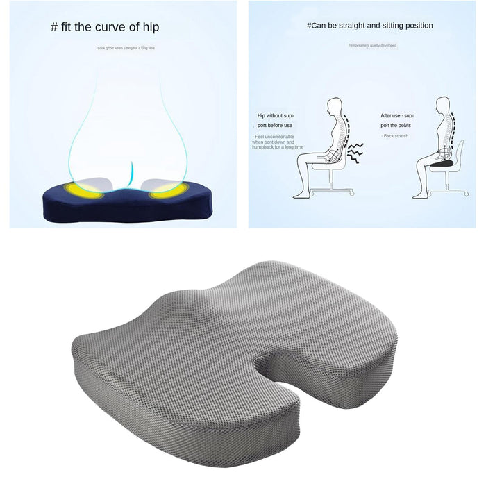 Crofta Memory Foam Coccyx Tailbone Seat Cushion Orthopedic Chair Pillow Gray