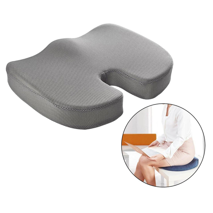 Crofta Memory Foam Coccyx Tailbone Seat Cushion Orthopedic Chair Pillow Gray