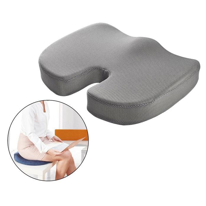 Crofta Memory Foam Coccyx Tailbone Seat Cushion Orthopedic Chair Pillow Gray