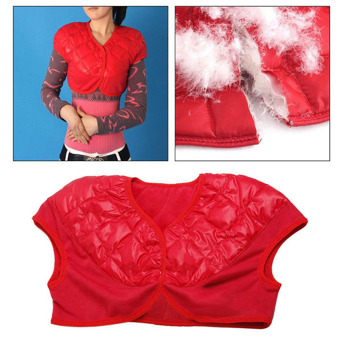 Crofta Women Down Jacket Warm Shoulder Warmer Thermal Wrap Protector Red M