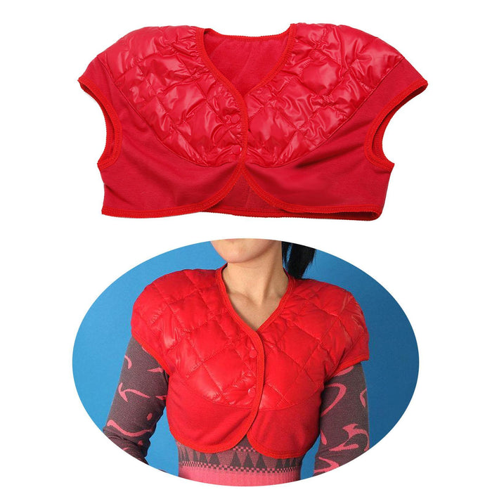 Crofta Women Down Jacket Warm Shoulder Warmer Thermal Wrap Protector Red M