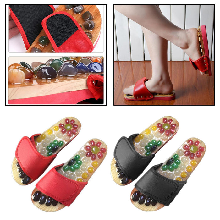 Crofta 1 Pair Foot Massage Slipper Acupressure Foot Acupuncture Shoes Red 37-38