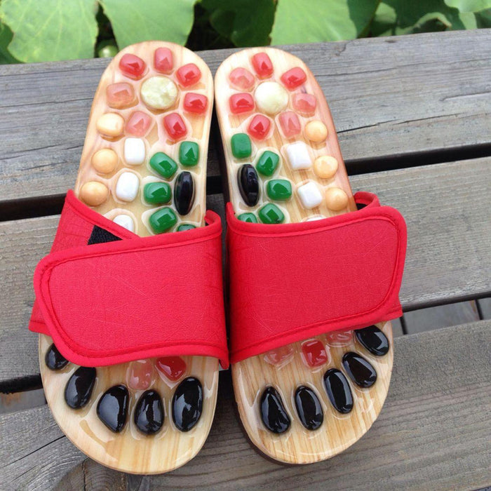 Crofta 1 Pair Foot Massage Slipper Acupressure Foot Acupuncture Shoes Red 37-38