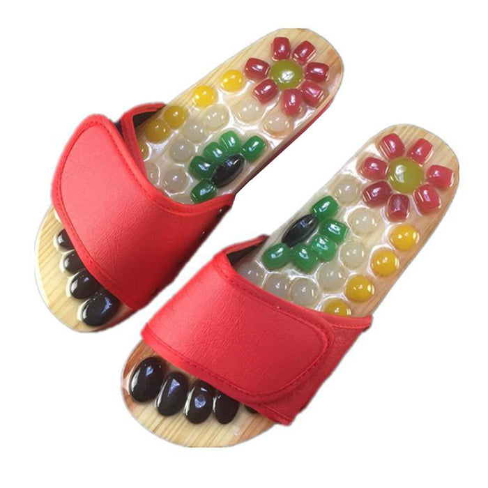 Crofta 1 Pair Foot Massage Slipper Acupressure Foot Acupuncture Shoes Red 41-42