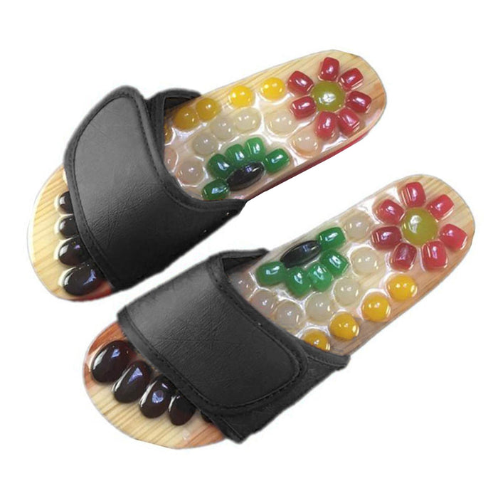 Crofta 1 Pair Foot Massage Slipper Acupressure Foot Acupuncture Shoes Black 37-38