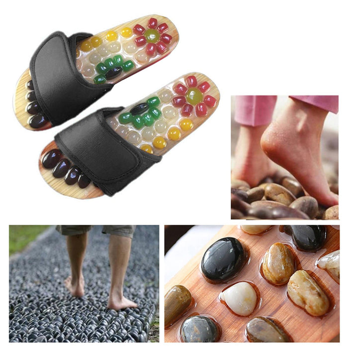 Crofta 1 Pair Foot Massage Slipper Acupressure Foot Acupuncture Shoes Black 43-44